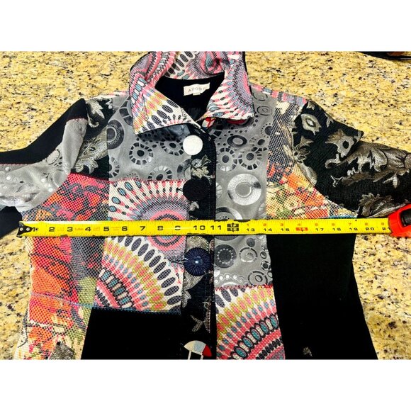 Adore Women L Statement Embroidery Patchwork Button Jacket Multicolor Boho Artsy - Picture 7 of 13